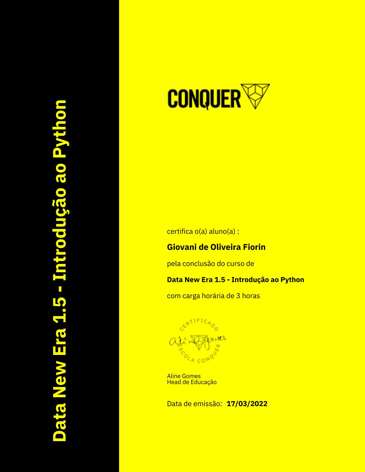 Certificado de Data New Era 1.5 - Introdução ao Python